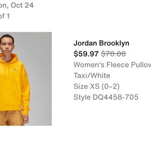 NWOT WOMEN'S JORDAN BROOKLYN YELLOW JUMPMAN HOODIE—SIZE XS